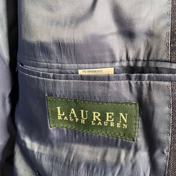 LRL Ralph Lauren Mens Sportcoat 54L Big Tall Blue Windowpane Plaid Wool Silk - Picture 6 of 10